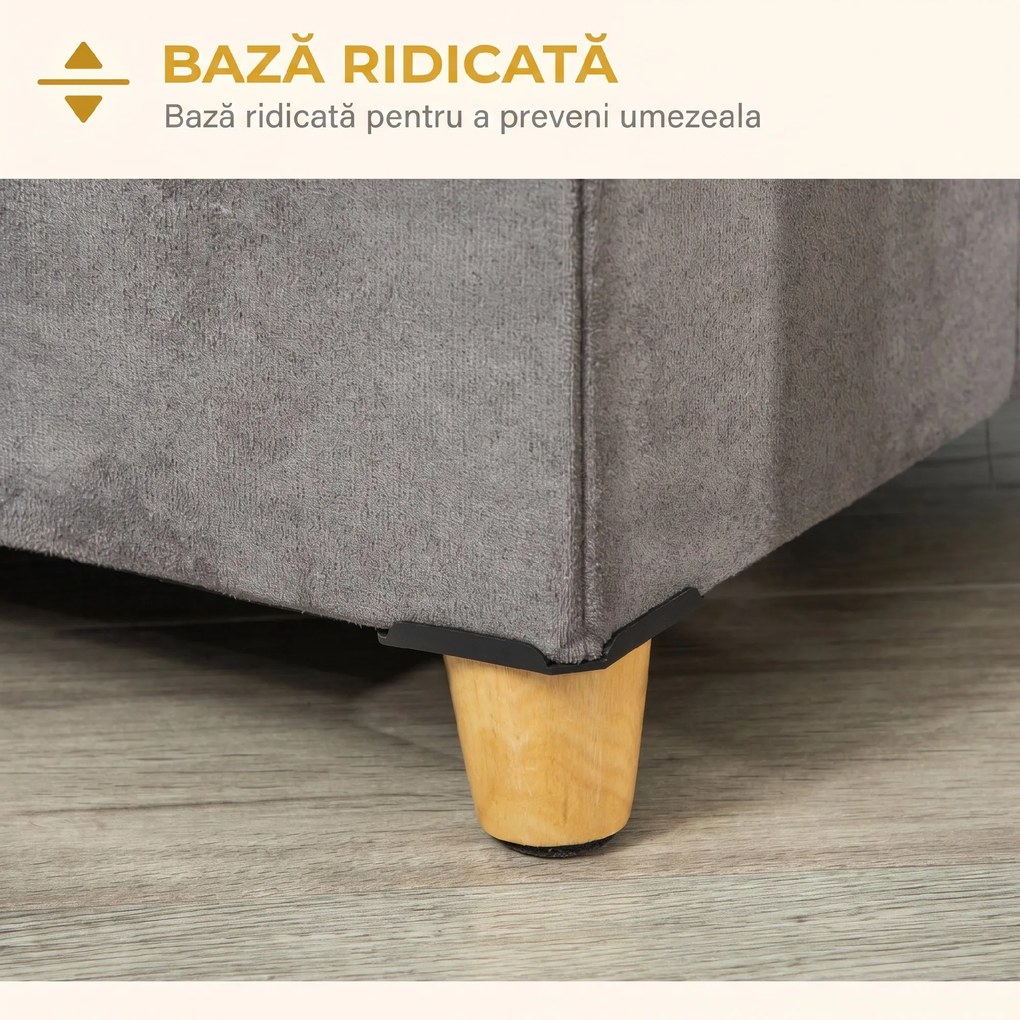 PawHut Taburet pentru Pisici cu Pernă Detașabilă și Lavabilă, Taburet cu Pat și Picioare, 60x45x44.5 cm, Gri | Aosom Romania