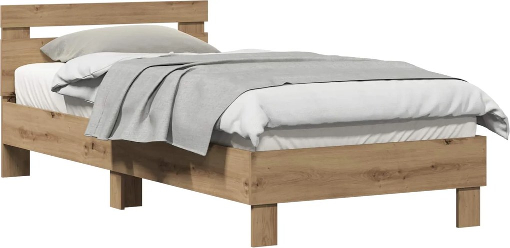 vidaXL Cadru de pat Stejar Artizanal 203 x 95 x 70 cm Lemn compozit