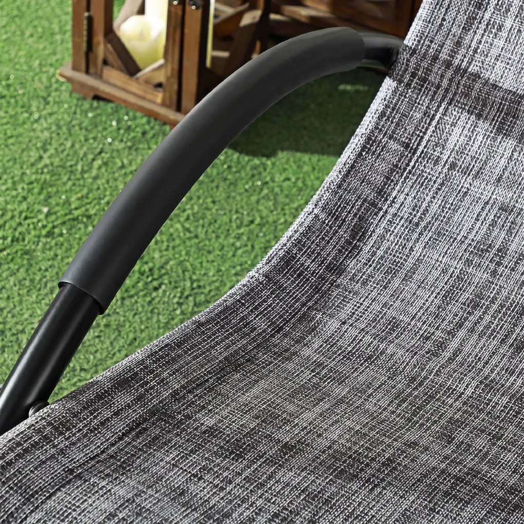 Outsunny Șezlong de Grădină, Balansoar cu Gravitație Zero, Șezlong Impermeabil cu Tetieră, 155x61x88 cm, Gri | Aosom Romania