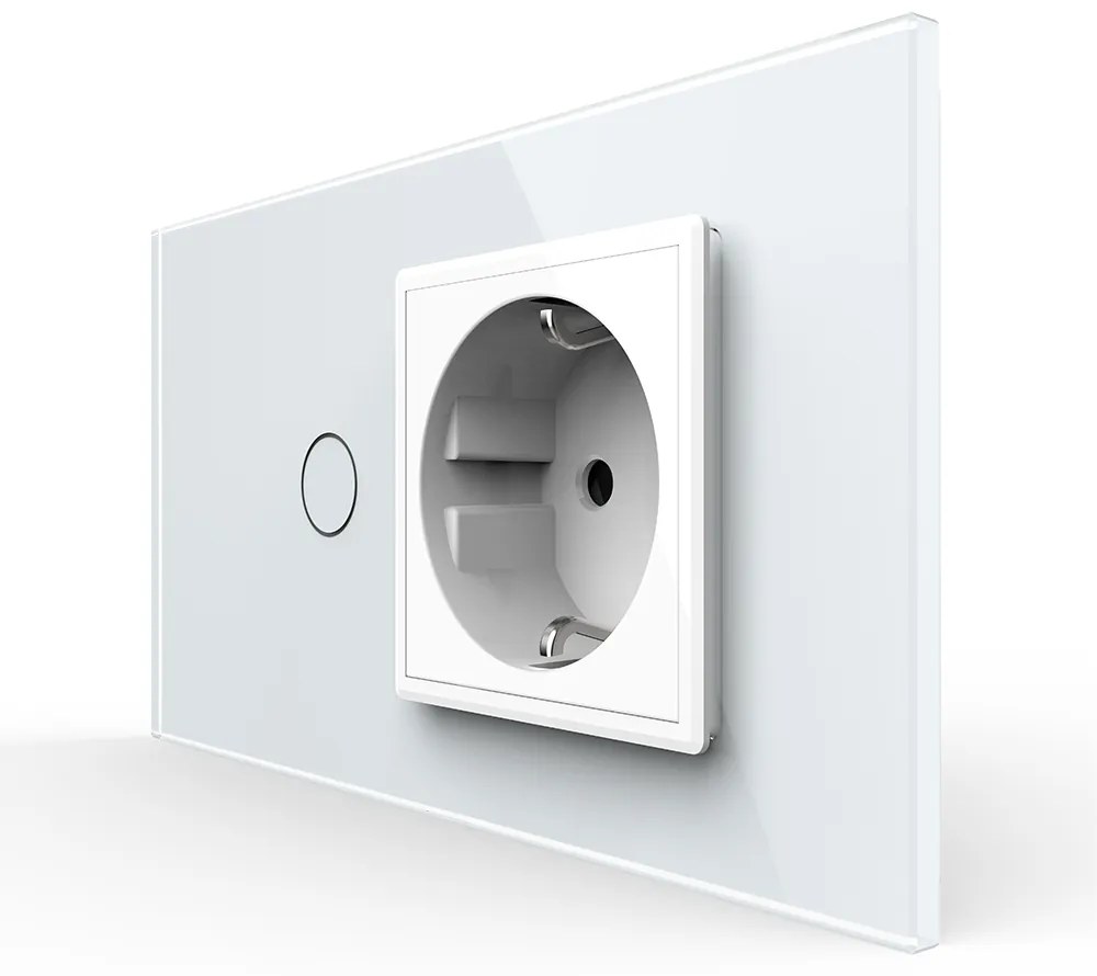 Intrerupator Simplu + Priza LIVOLO cu Rama Din Sticla, Standard Italian, 4M