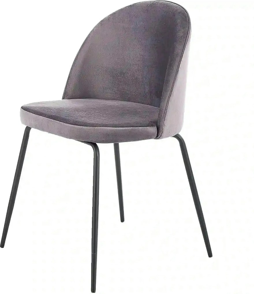 Scaun K314 gri inchis/negru, stofa catifelata/metal, 49x50x80 cm