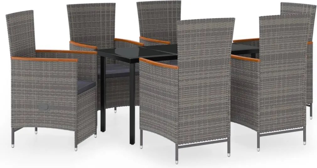 vidaXL Set de mobilier pentru grădină, cu perne, 7 piese, gri