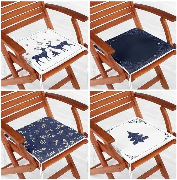 Perne de scaun 4 buc. 40x40 cm cu model de Crăciun Blue Christmas – Mila Home