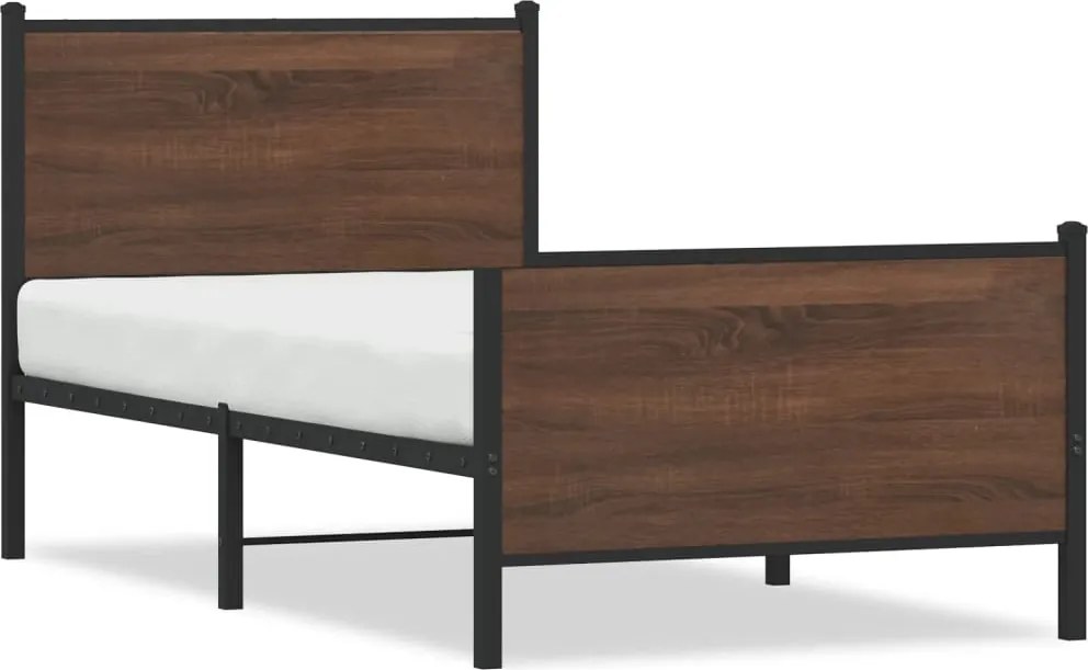 vidaXL Cadru pat metalic fără saltea, stejar maro, 75x190 cm