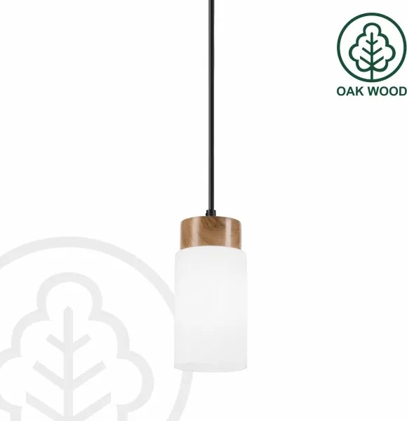 Lustră suspendată MARKUS pe cablu 1xE27/15W/230V negru/stejar