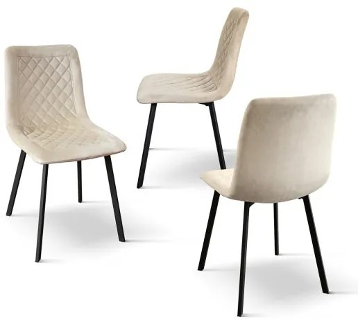 PAZZO DESIGN Set de 4 scaune Arianna bej din catifea și picioare metalice | Aosom Romania