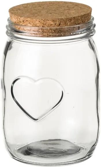 Borcan din sticlă cu capac Unimasa Heart, ⌀ 11,2 cm