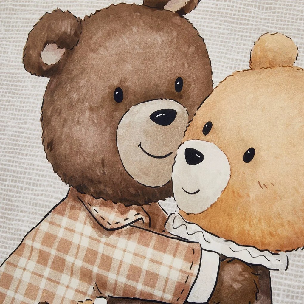 Lenjerie de pat din bumbac Renforce TEDDY HENRY bej pentru copii. Dimensiune lenjerie de pat: 80 x 80 cm | 135 x 200 cm