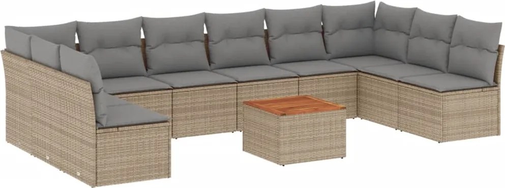 vidaXL Set canapele de grădină cu perne, 11 piese, bej, poliratan