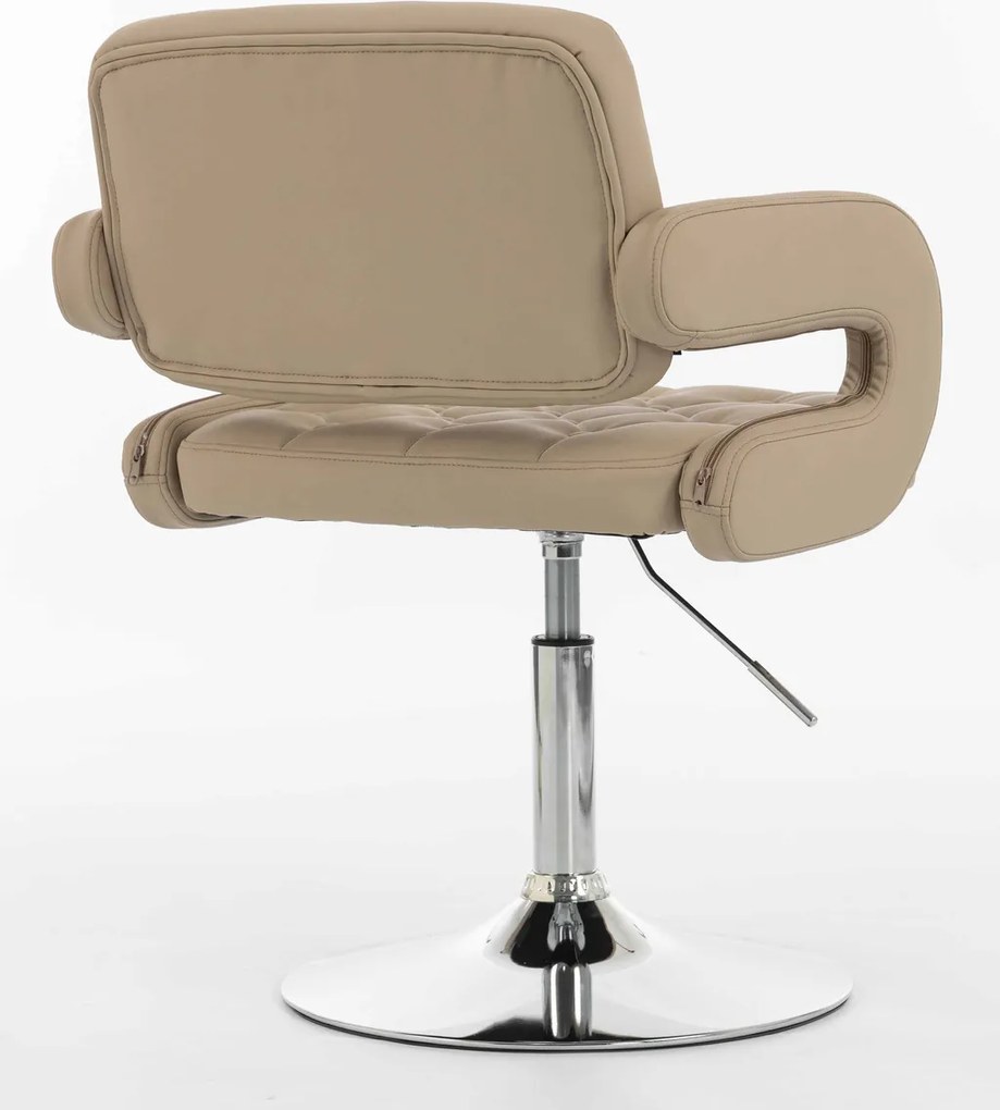 HR8403N Scaun Crem Piele Ecologica Premium Soft cu Bază Cromata