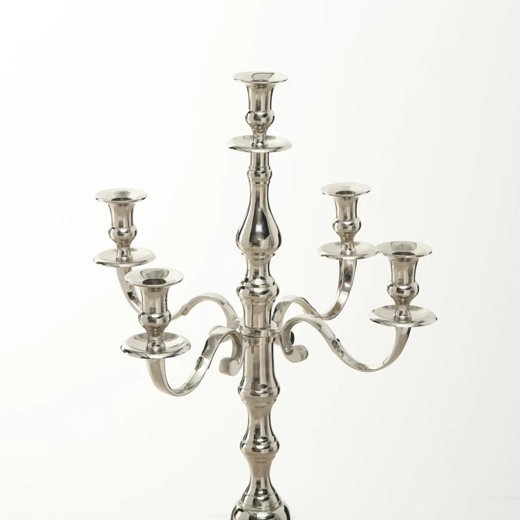 Sfesnic lumanari argintiu, din aluminiu, 105 cm, Victoria