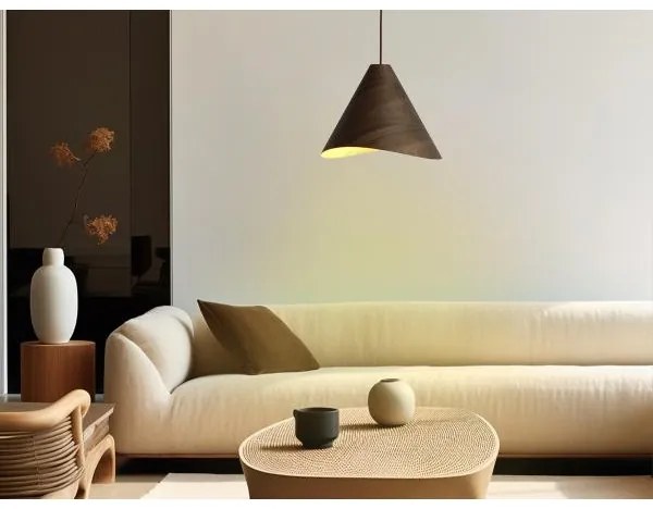 Lampă suspendată din lemn cu cablu 1xE27/60W/230V Ø 33 cm lemn masiv/nuc/lemn de cauciuc