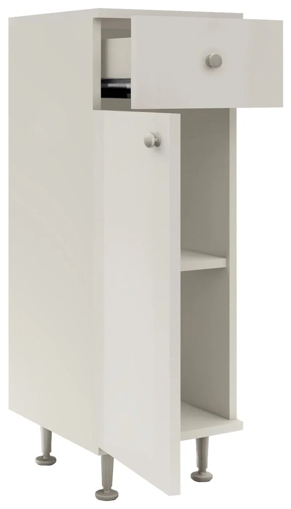 Corp Baie Zaria, 1 Sertar, 1 Usa, Alb lucios/Alb, MDF, L 30 x l 35 x H 85 cm
