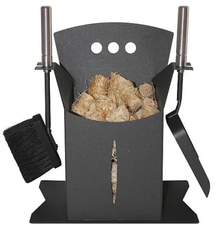 Coș pentru peleți cu ustensile 3 buc. antracit