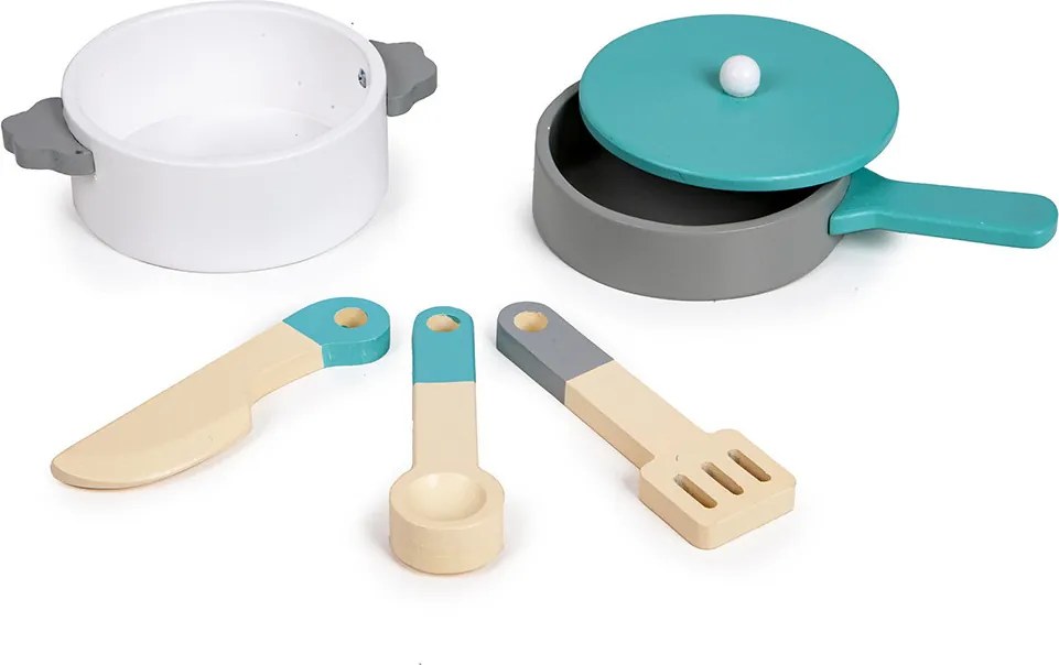 Bucătărie din lemn pentru copii cu echipamente de uz casnic