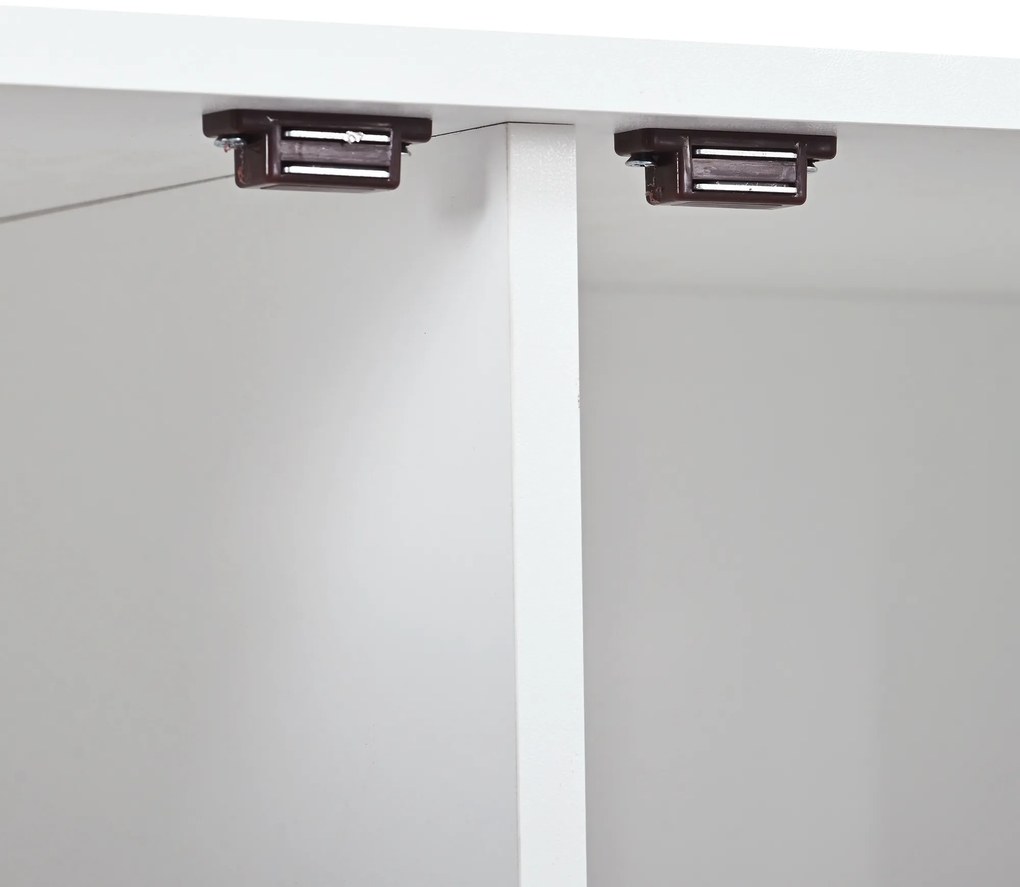 Comodă modernă cu 3 uși din ratan și mânere din metal, Alb | Aosom Romania