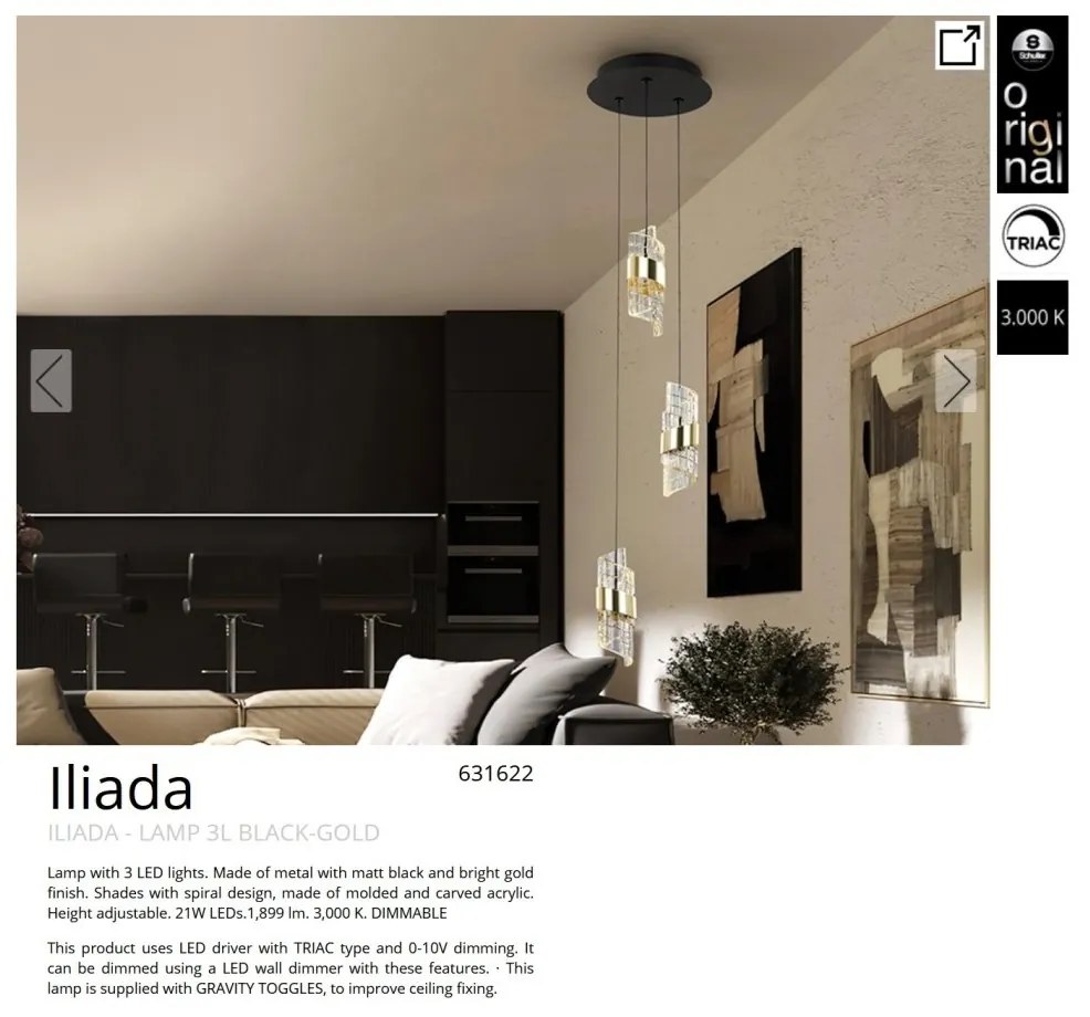 Lustra LED suspendata design elegant Iliada 3L