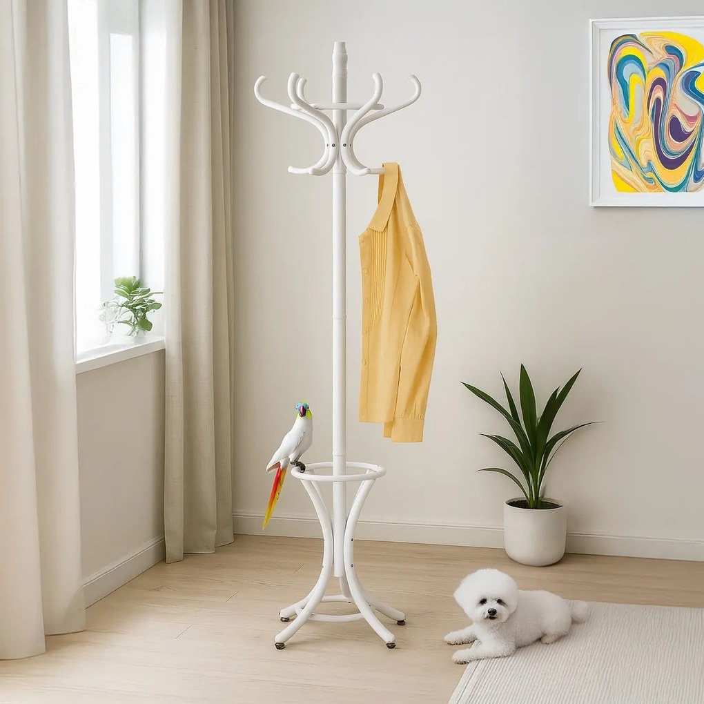 Cuier lemn masiv, alb mat, 185 cm