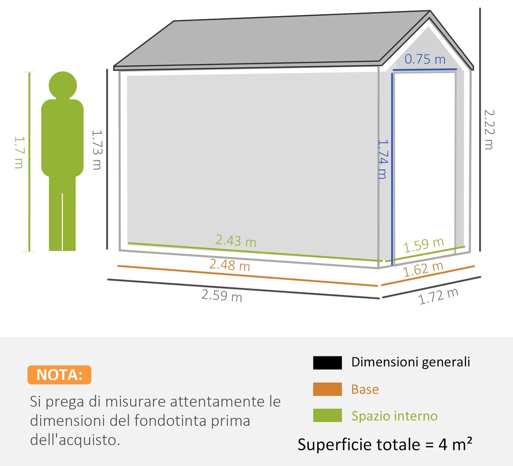 Outsunny Magazie de Grădină din Oțel Galvanizat și PP cu 4 Guri de Aerisire și Fereastră, 259x171x222 cm, Gri și Alb | Aosom Romania