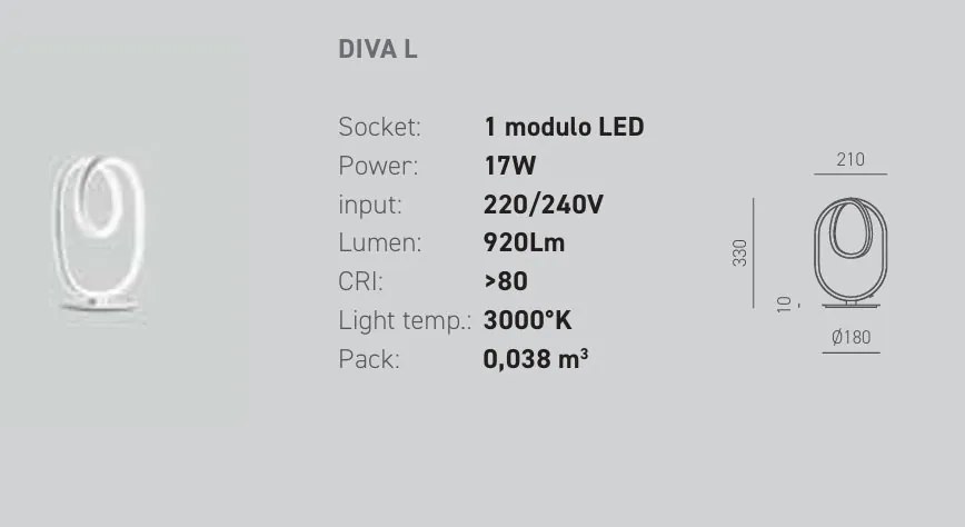 Veioza LED design modern Diva, auriu, alb sau titan