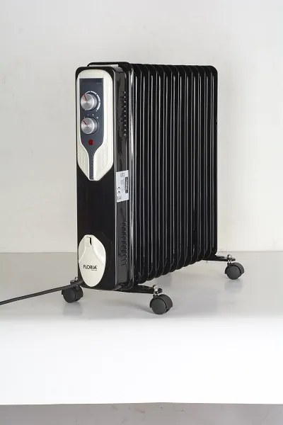 Calorifer electric Floria ZLN3673,Negru 2500 W, 13 elementi, 3 trepte de putere, Termostat reglabil, Protectie supra-incalzire, Indicator luminos,