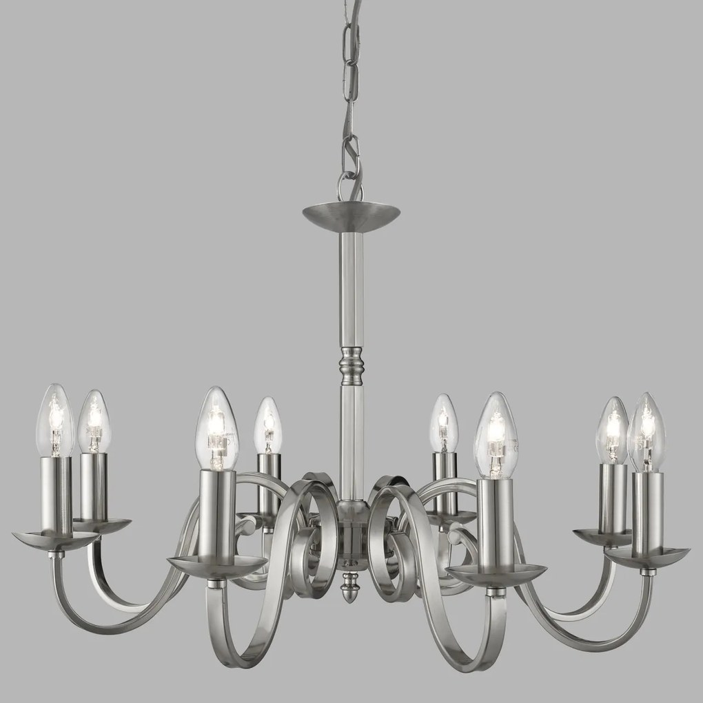 Lustra clasica suspendata design traditional Richmond 8L argintiu 1508-8SS SRT