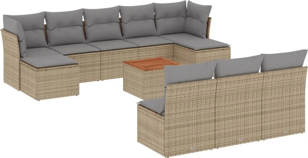 vidaXL Set canapele de grădină cu perne, 11 piese, bej, poliratan