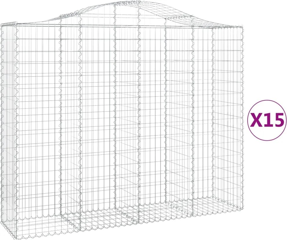 vidaXL Coș gabion arcuit, 15 buc, 200x50x160/180 cm, fier galvanizat