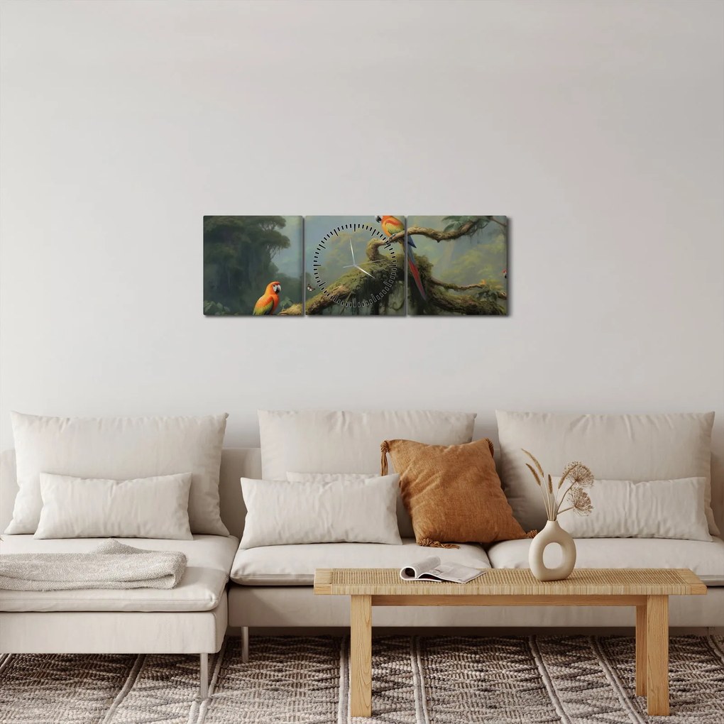 Tablou - Pădure tropicală (cu ceas) (90x30 cm)