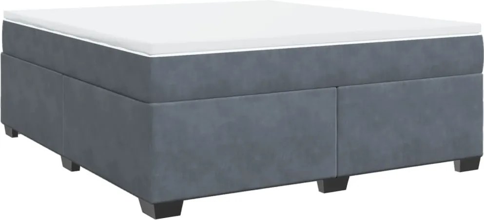 vidaXL Pat box spring cu saltea, gri închis, 180x200 cm, catifea