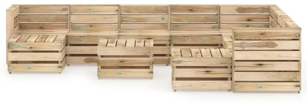Set mobilier de gradina, 11 piese, lemn de pin verde tratat