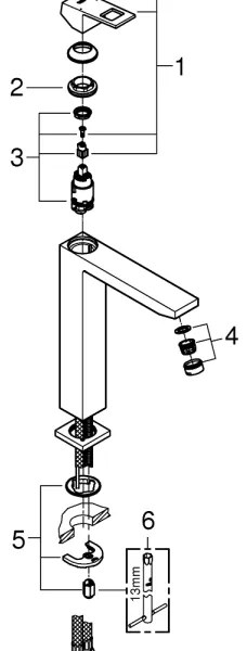 GROHE 23406AL0 - Baterie pentru lavoar EUROCUBE, mărime XL, finisaj grafit
