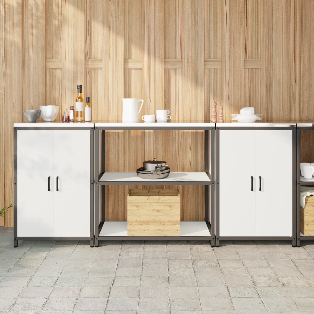 vidaXL Set de depozitare pentru bucătărie 3 pcs Alb 210 x 50 x 92 cm