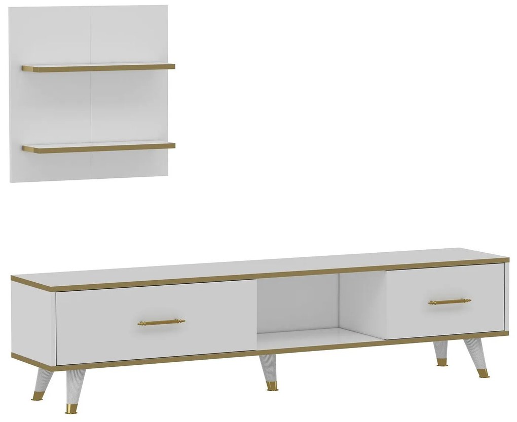 Mobilier living Mevala 2 (alb + auriu) . 1095633