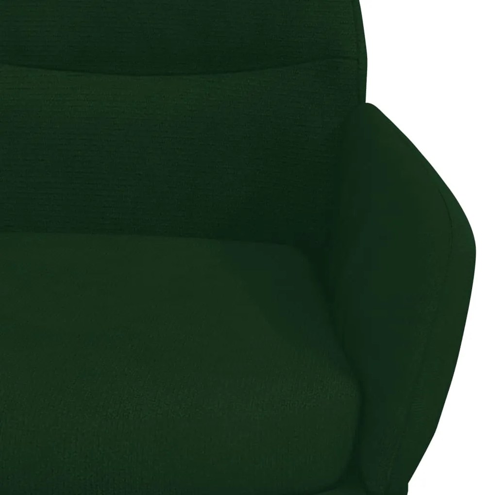 Scaun de relaxare cu taburet, verde inchis, catifea Morkegronn