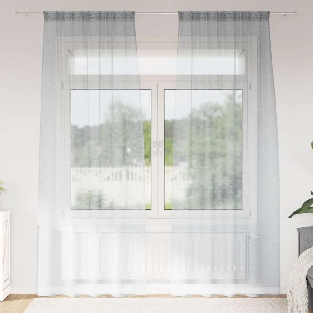 vidaXL Perdele cu perdele 2 pcs Gri închis Poliester