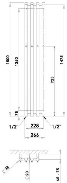 P.M.H. R2C - Radiator de baie tip scară ROSENDAL 350 W 150 cm crom lucios