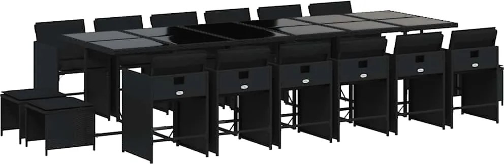 vidaXL Set mobilier de grădină cu perne, 17 piese, negru, poliratan