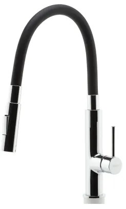 Baterie de chiuvetă cu pipă flexibilă FERRO crom lucios/negru