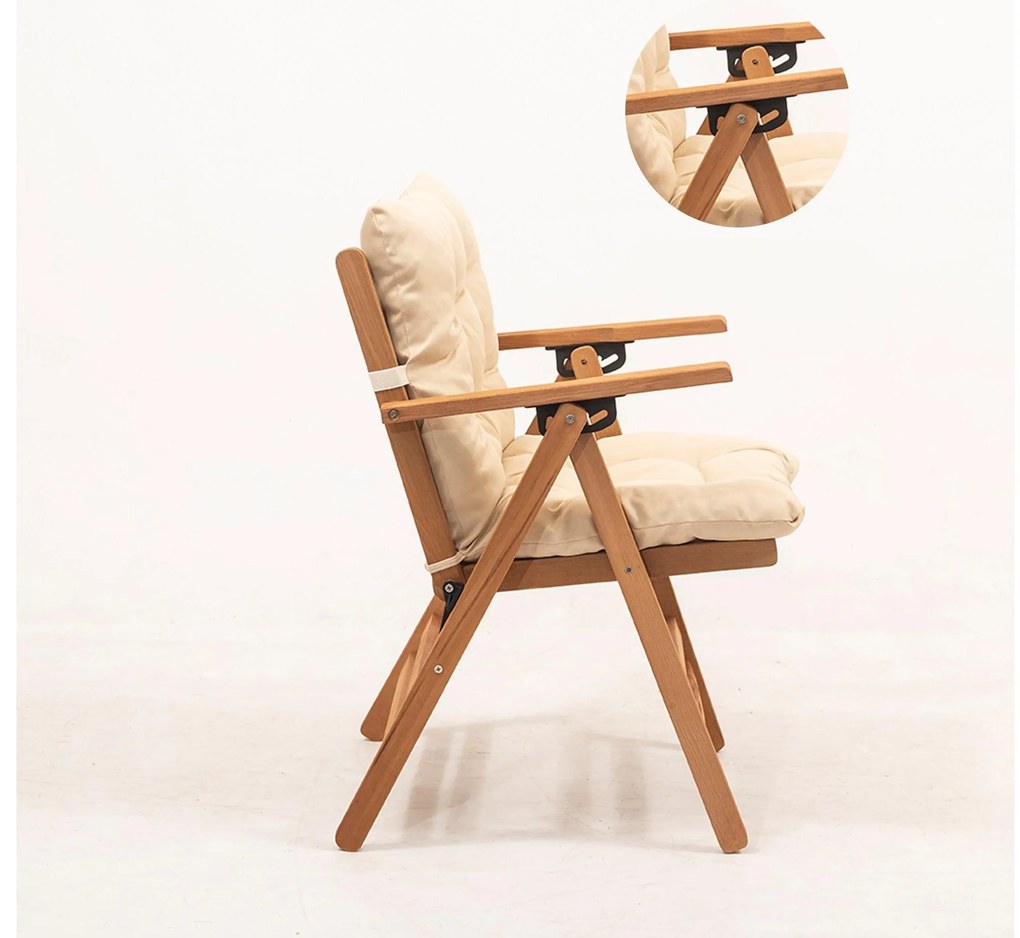 Set mobilier de grădină masă și scaune Kikadu 2 (natural + crem) (pentru 2 persoane). 1093856