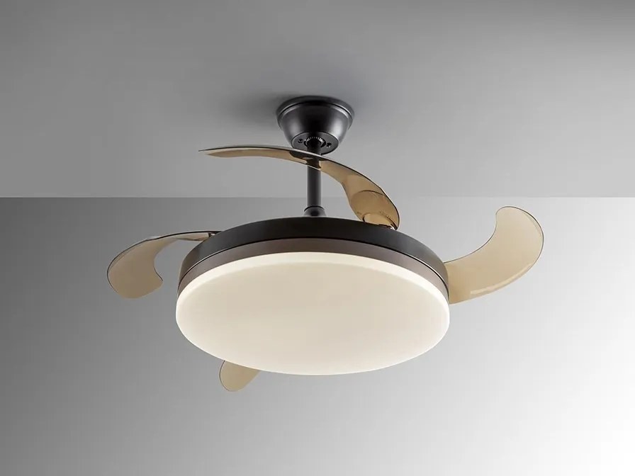 Lustra LED cu Ventilator si telecomanda, lame retractabile Vento negru/bronz