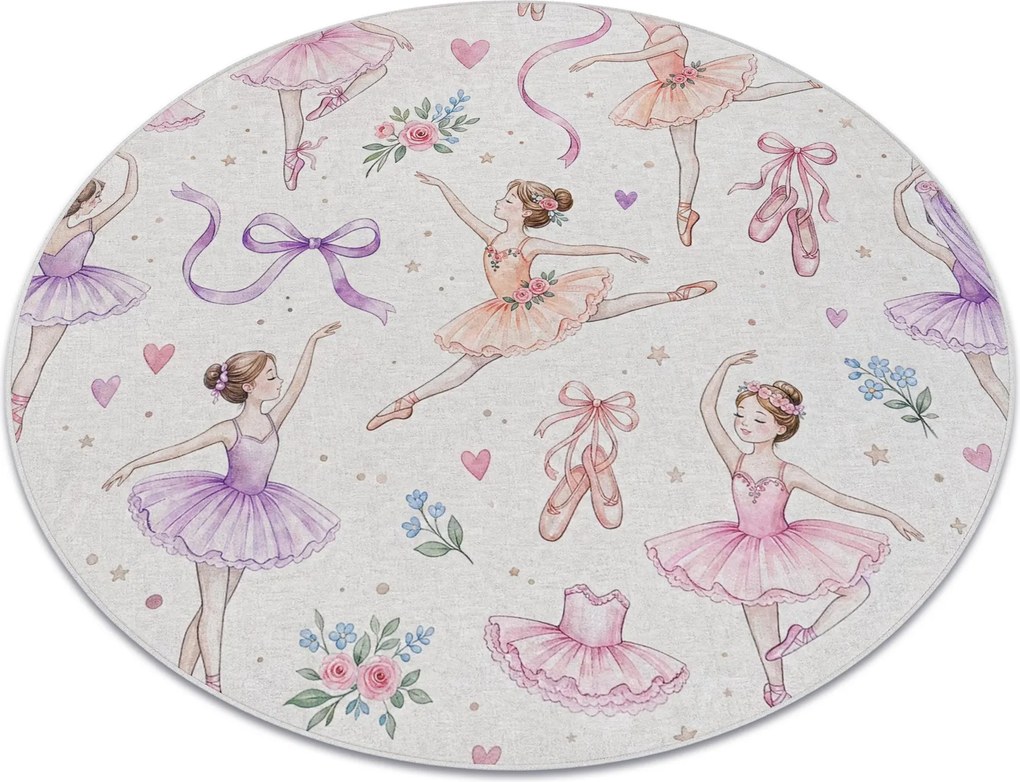 BAMBINO 61600 cerc covor lavabil Balerina, pentru copii anti-alunecare - cremă / roz