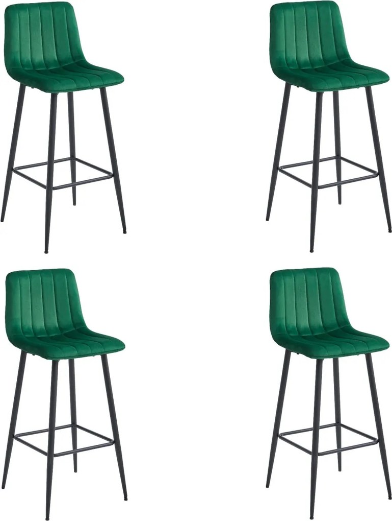 Scaun de bar POZZA VELVET cu picioare negre, verde inchis