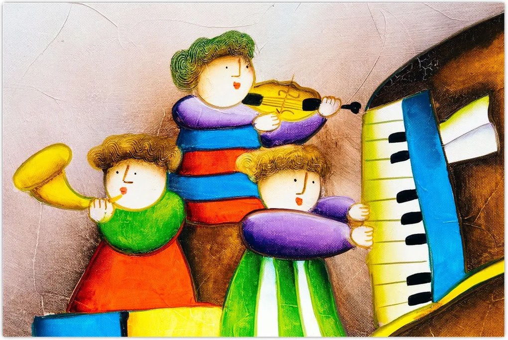 Tablou - Muzicanții, pictură (90x60 cm)