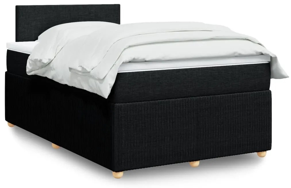 3289690 vidaXL Pat box spring cu saltea, negru, 120x190 cm, catifea