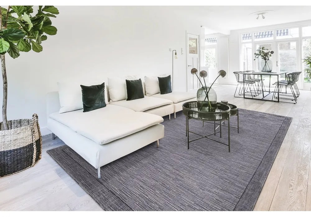 Covor gri închis din lână 133x180 cm Linea – Agnella