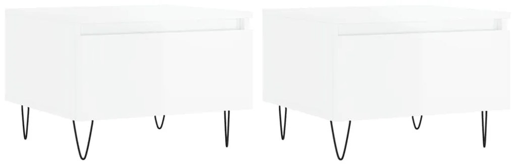 vidaXL Mese de cafea 2 buc. alb extralucios 50x46x35 cm lemn compozit