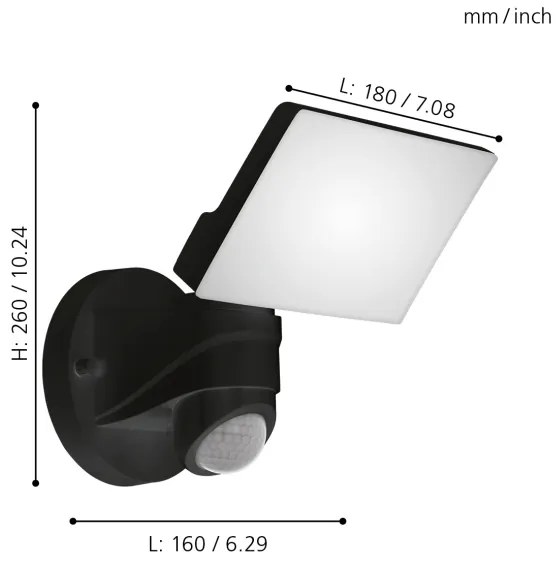 Eglo 98178 - Lampă exterior LED cu senzor PAGINO LED/15W/230V IP44