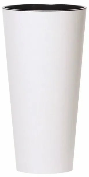 Ghiveci de flori TUBUS SLIM cu inserție 30 cm, albmat, 4HOME