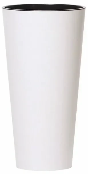 Ghiveci de flori TUBUS SLIM cu inserție 30 cm, albmat, 4HOME